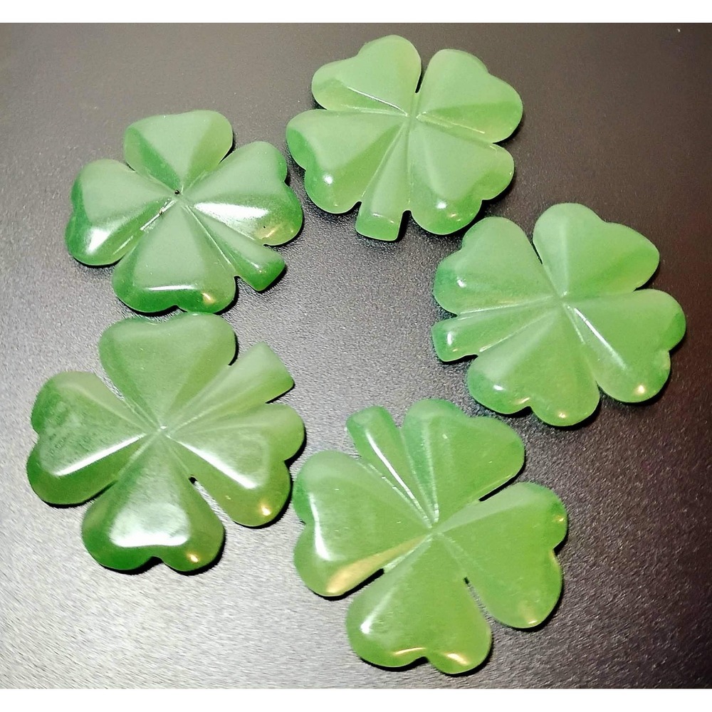 Green Aventurine Clover Palm Stone, Lucky Shamrock Crystal